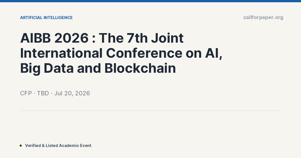 AIBB 2026 : The 7th Joint International Conference on AI,