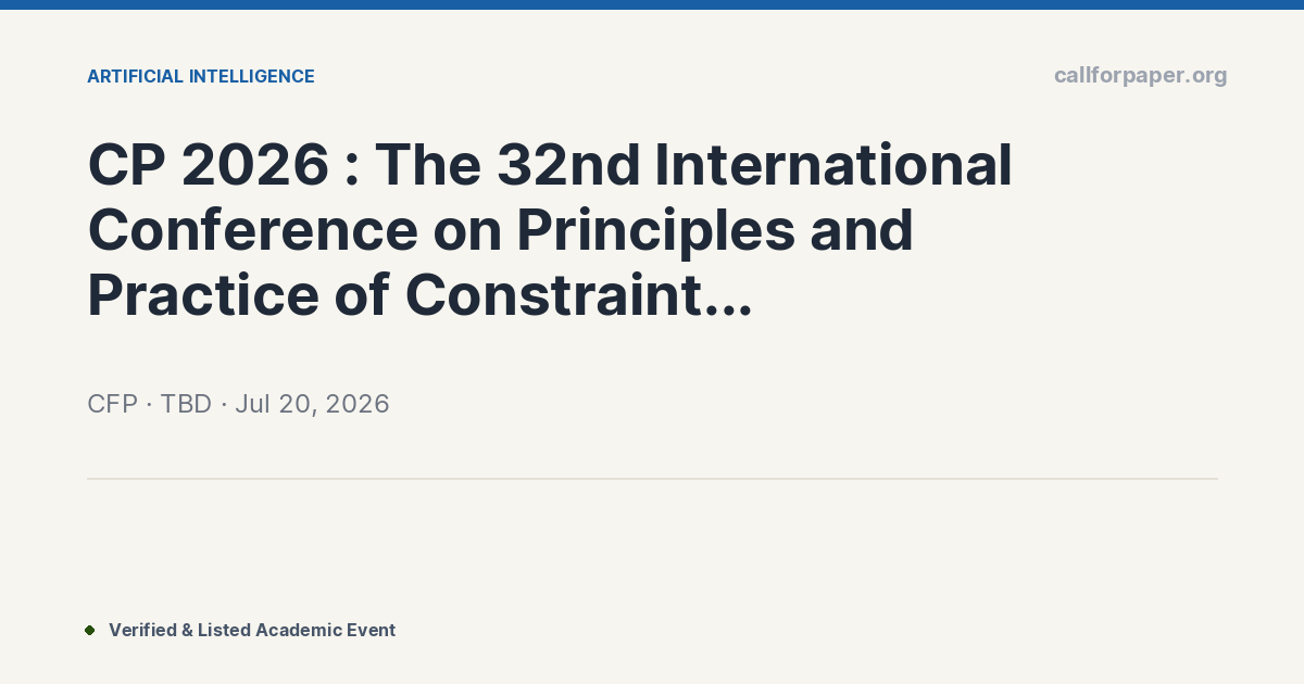 CP 2026 : The 32nd International Conference on Principles