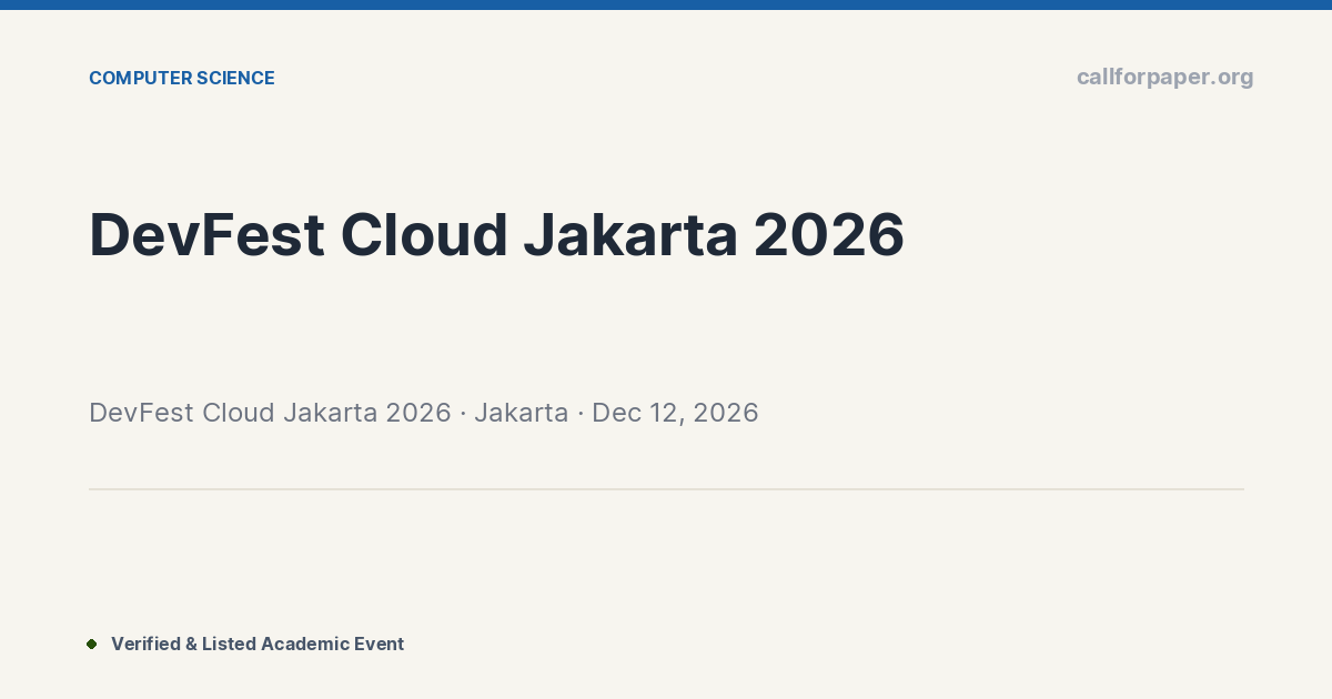 DevFest Cloud Jakarta 2026 Call for Papers & Deadline | Jakarta ...