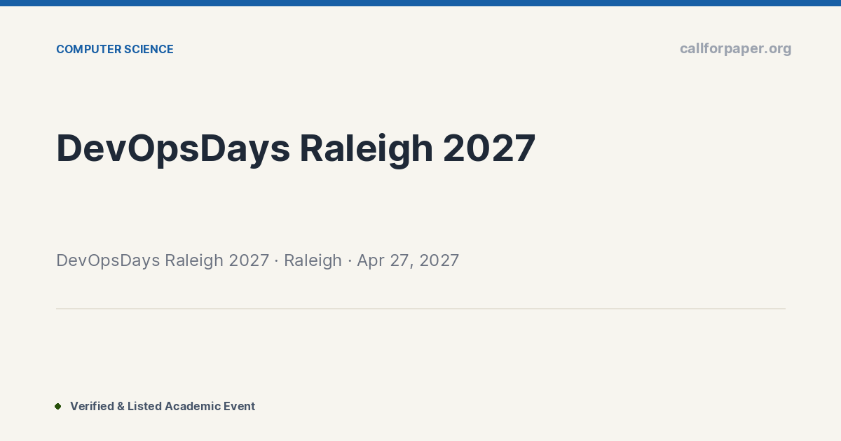 DevOpsDays Raleigh 2027 Call for Papers & Deadline | McKimmon ...