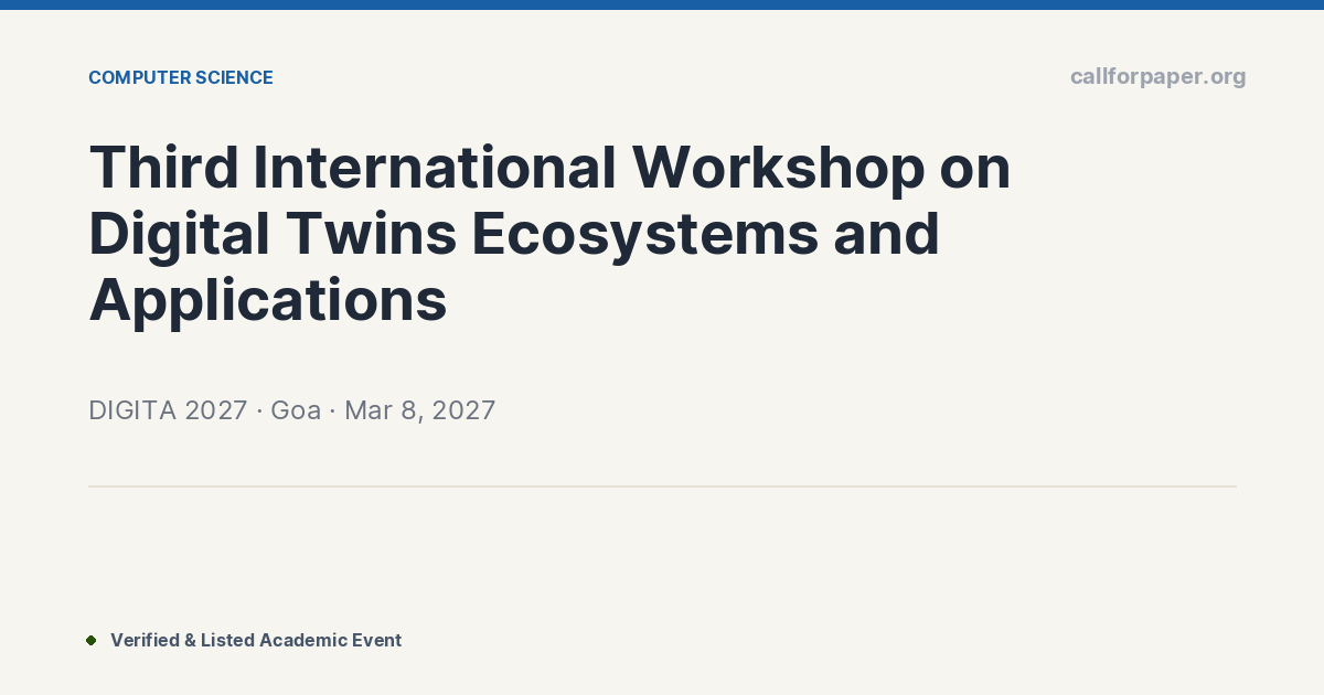 DIGITA 2027 Call for Papers & Deadline | Goa, India (Mar 2027)