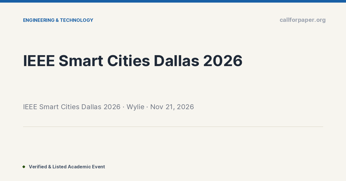Smart Contact Paper File IEEE Smart Cities Dallas 2026 Call for Papers & Deadline | Wylie, TX ...
