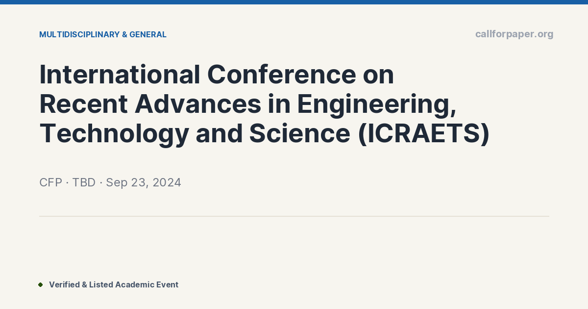 Recently Conference International Conference on Recent Advances in Engineering,