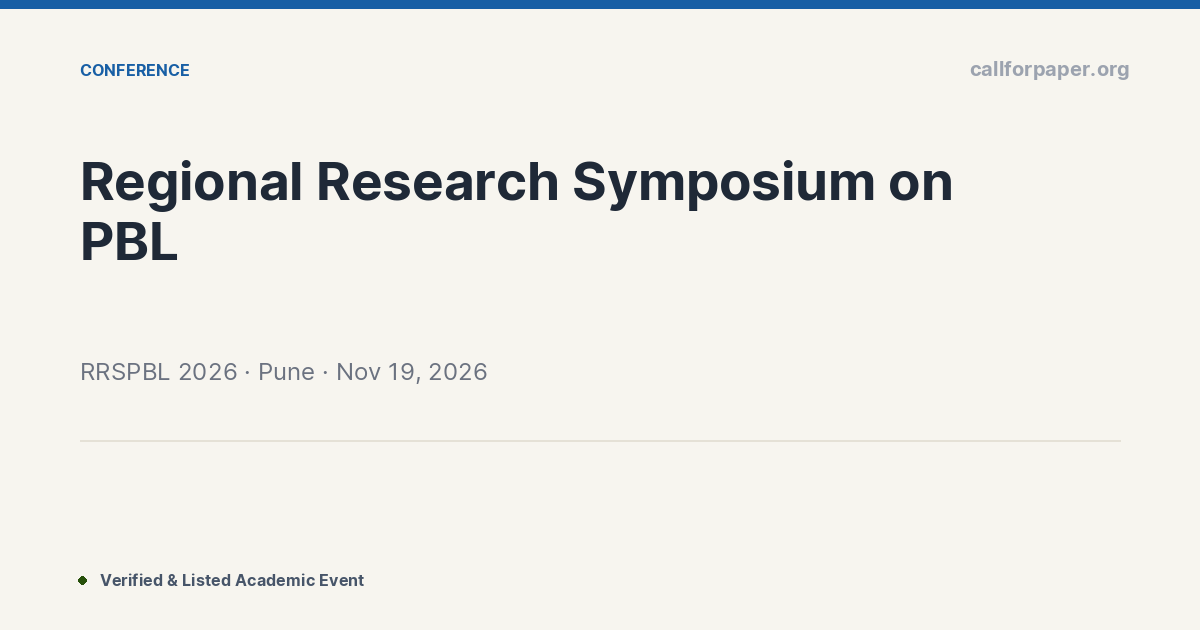 RRSPBL 2026 Call for Papers & Deadline | Pune, India (Nov 2026)