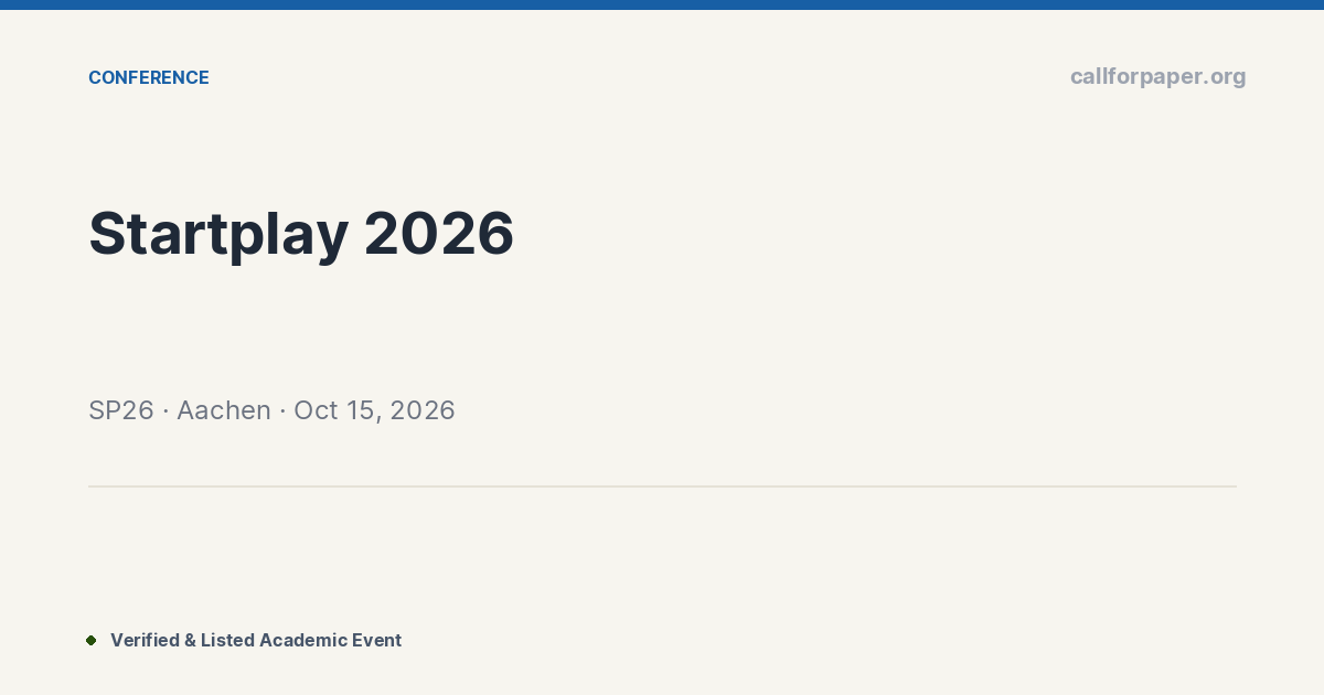 SP26 2026 Call for Papers & Deadline | Aachen, Germany (Oct 2026)