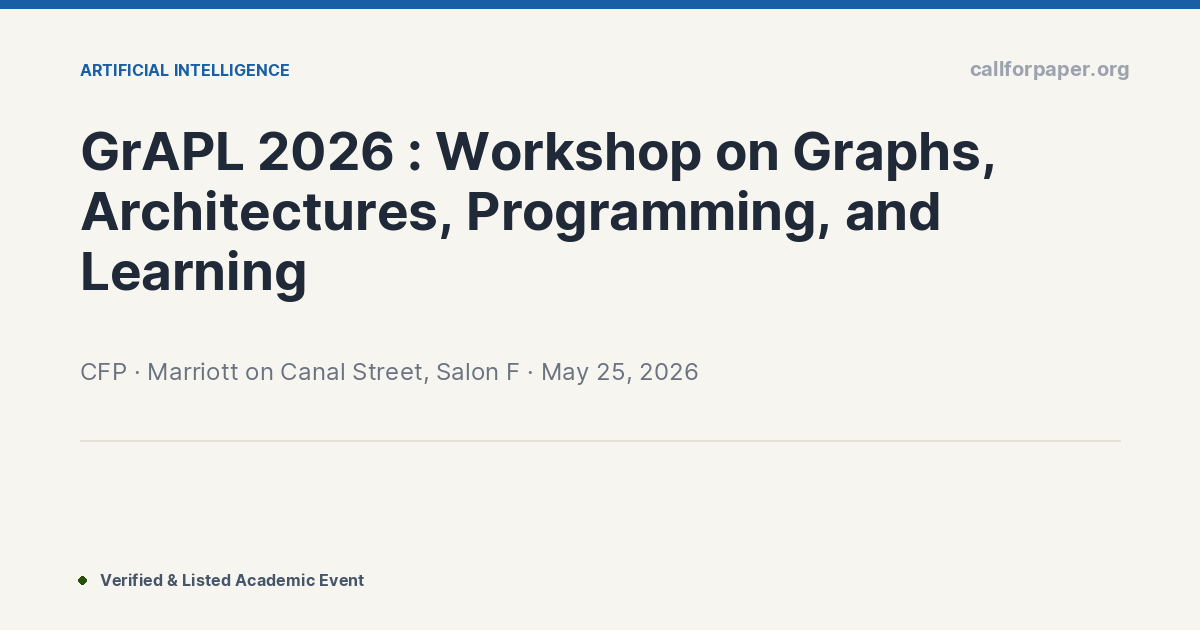 GrAPL 2026: Graphs & Learning – Call for Papers